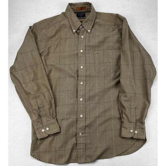 Dockers Shirt Mens Large Tall Brown Plaid Long Sleeve Stain Defender Button Up - Picture 1 of 7